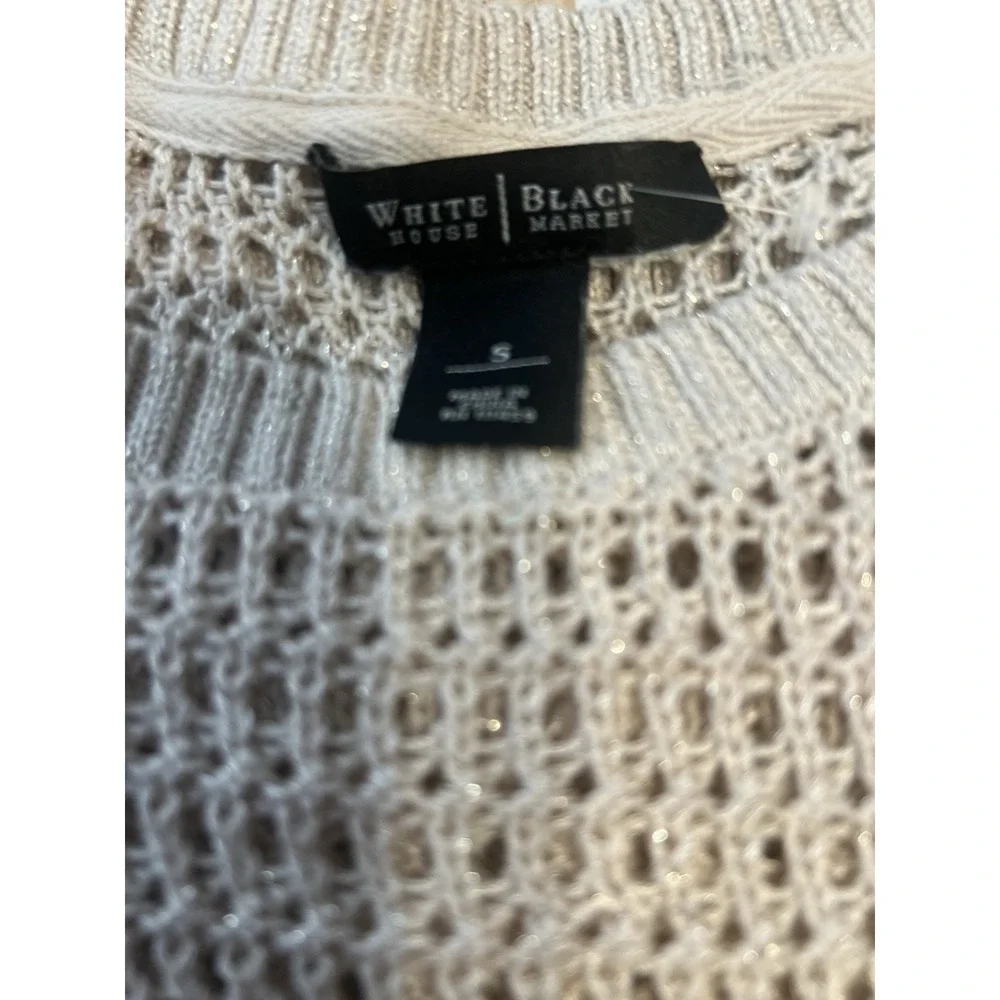 White‎ House Black Market Women Beige  Metallic Tunic Sweater Size Small